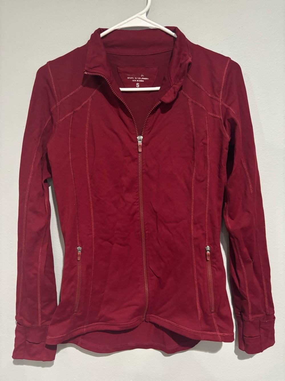 Sporty Women's Full-Zip Jacket - Deep Red, Size S